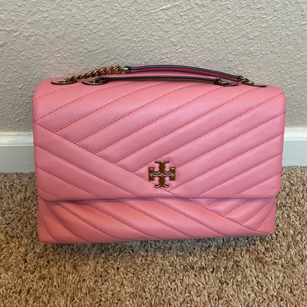 Tory Burch Kira Pink Quilted Large Shoulder Bag